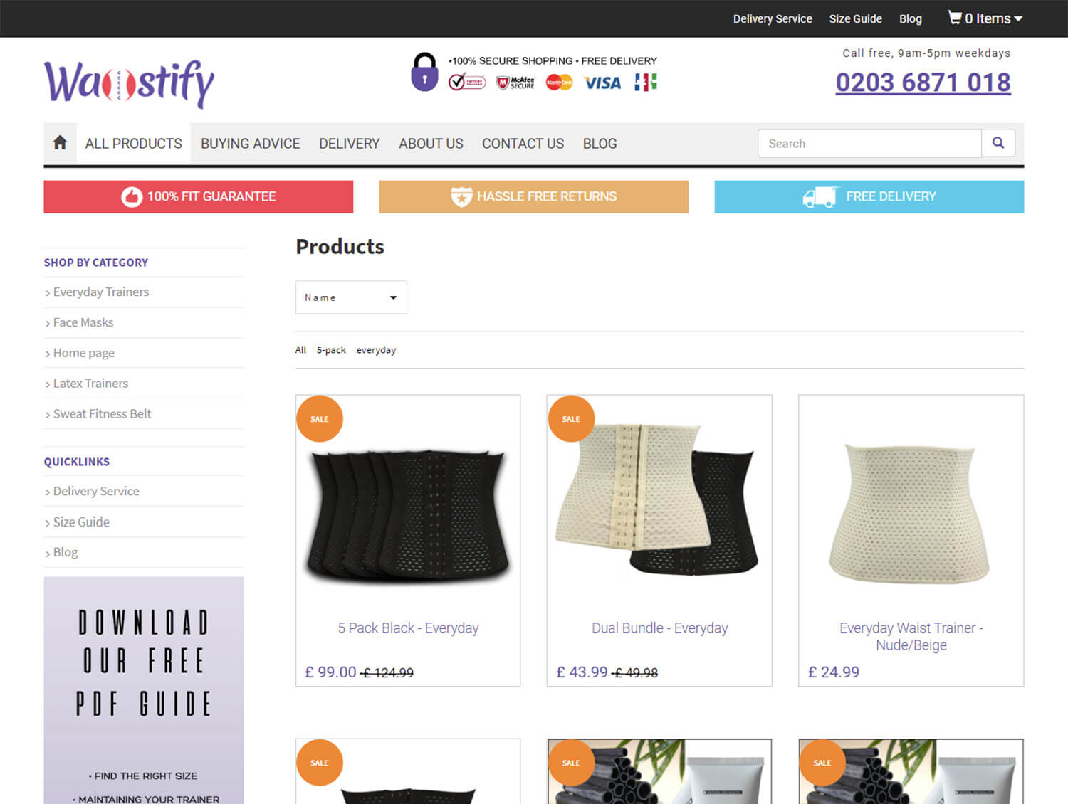 Waistify category page