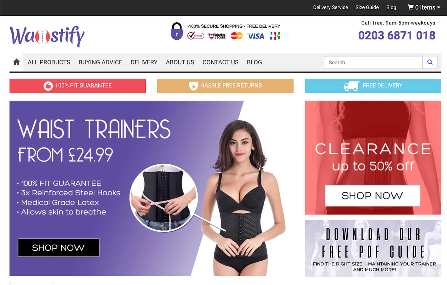 Waistify Homepage