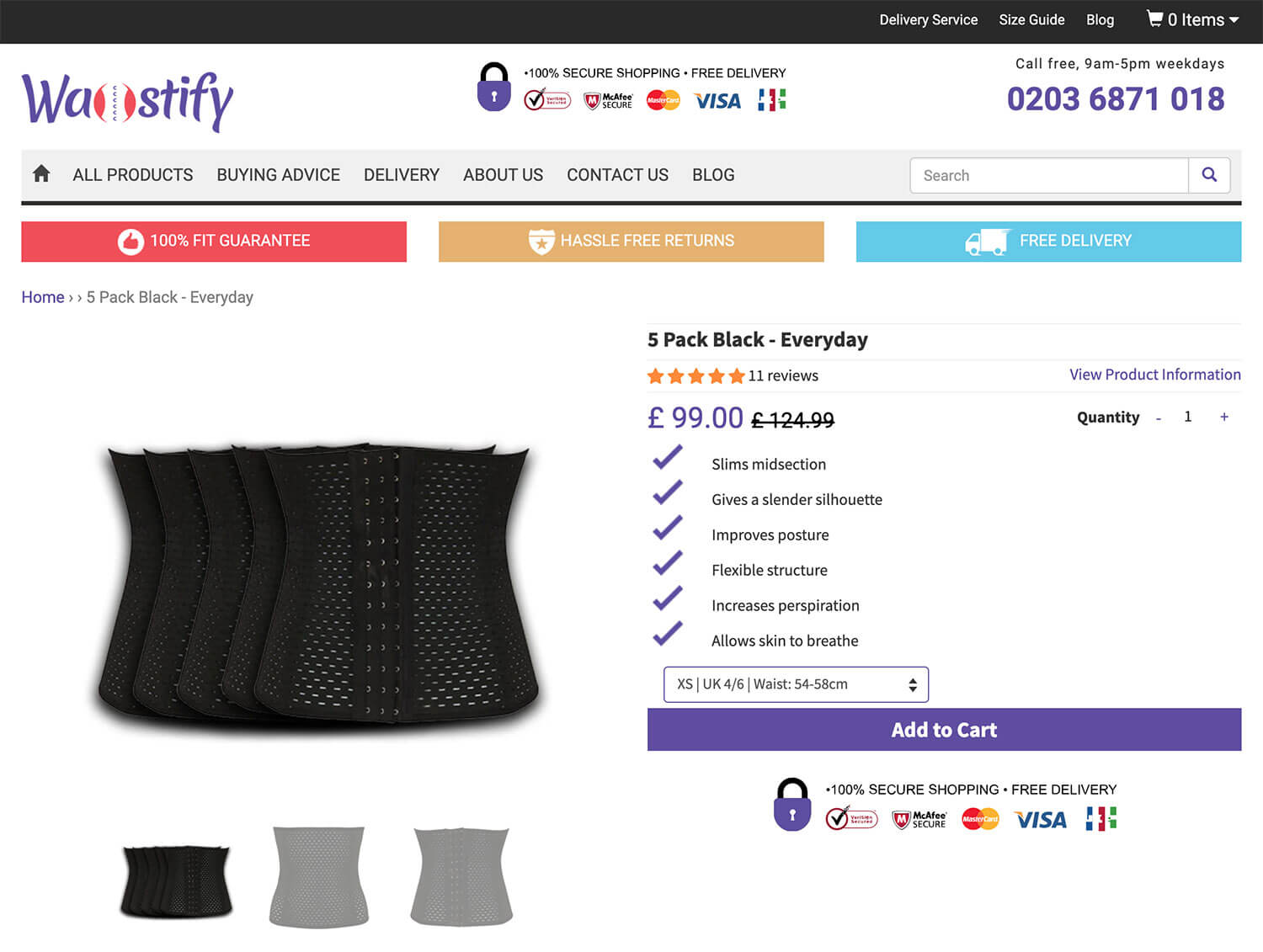 Waistify product page